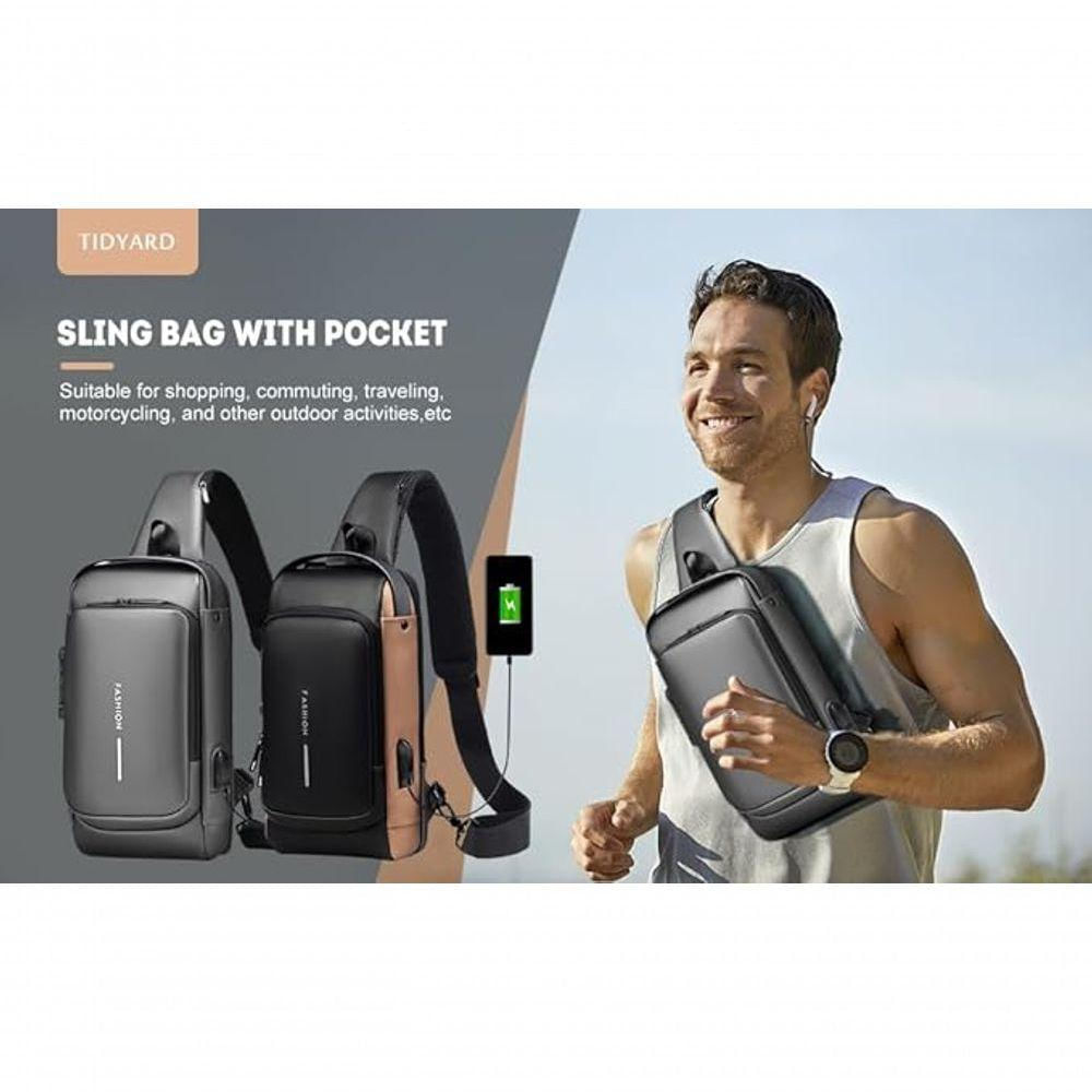Pochet Masculina Com Cadeado à Prova D\'água Anti-roubo Cinza