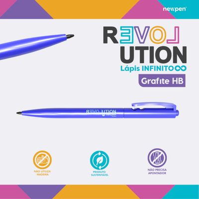 LAPIS GRAFITE REVOLUTION RETRATIL METALLIC BLUE HB NEWPEN