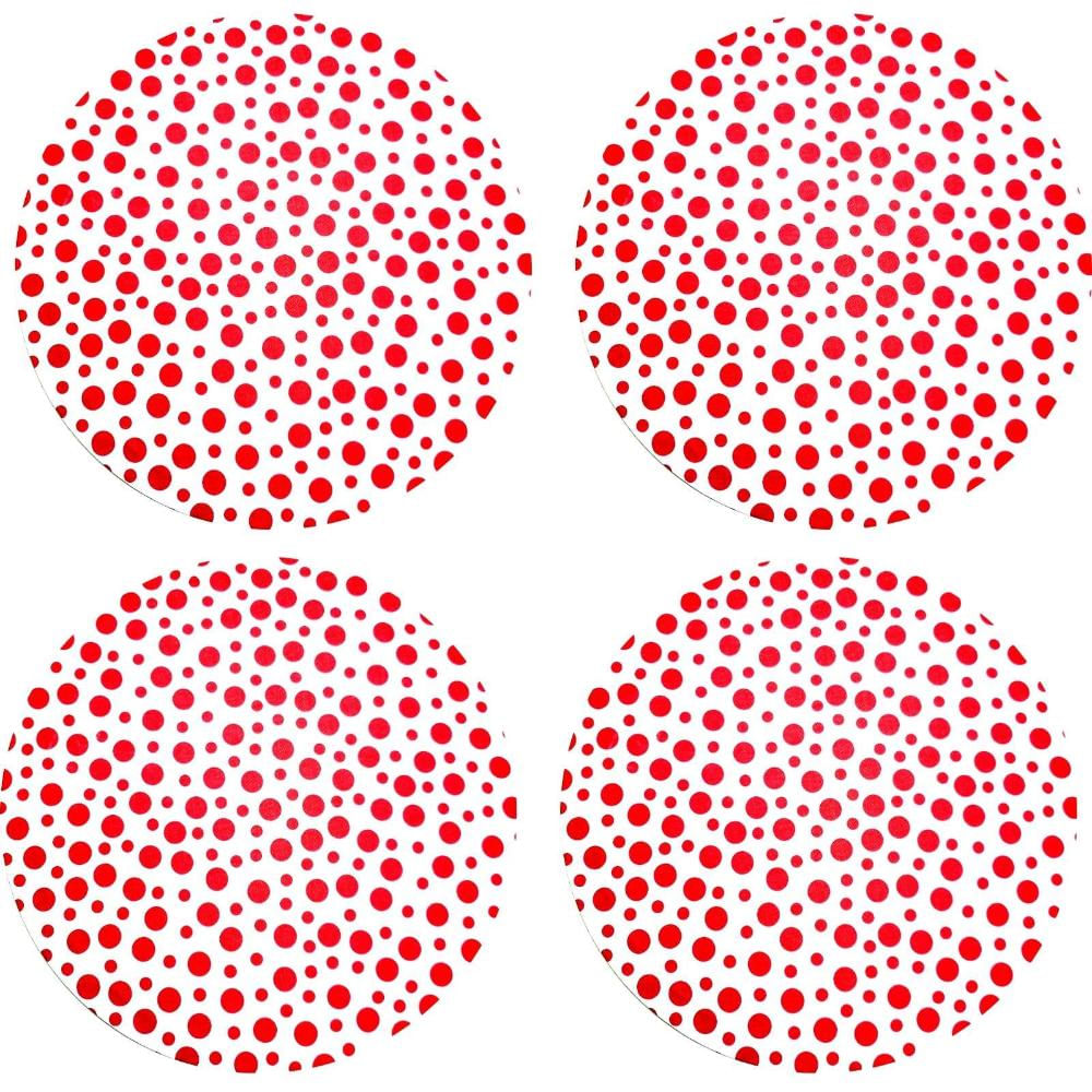 Kit 4 Capas para Sousplat Poá Divertida Branco Vermelho 35cmx35cm