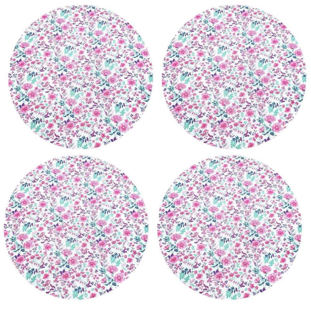 Kit 4 Capas para Sousplat Floradinha Rosa da Charlô 35cm x35cm