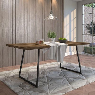 Mesa Sala de Jantar Cozinha Ogleary 220cm Grafite Madeira Maciça Rustic Brown - Gran Belo