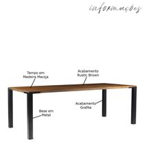 Mesa Sala de Jantar Cozinha Bladel 120cm Grafite Madeira Maciça Rustic Brown - Gran Belo