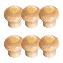 Kit 6 Puxador Tampa Vidro e Ferro Pomel Madeira e Parafuso