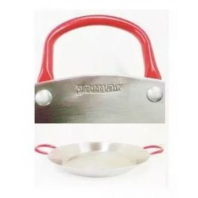 Paellera Tacho Aço Inox 2mm 6 Litros 45cm Alça Vermelha