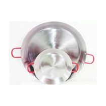 Paellera Tacho Aço Inox 2mm 3 Litros 35cm Alça Vermelha