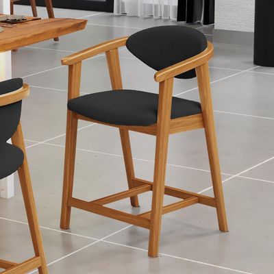 Banqueta Baixa Para Cozinha Sala de Jantar Bancada Cecília L02 Bouclê Preto - Lyam Decor
