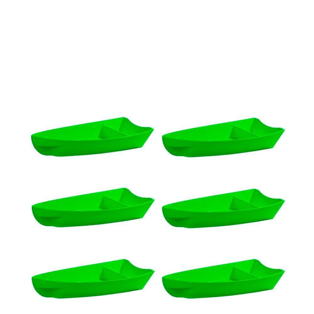 Conjunto De Barca Sushi 600ml 6 Peças Verde Em Polipropileno Linha Tropical Vem