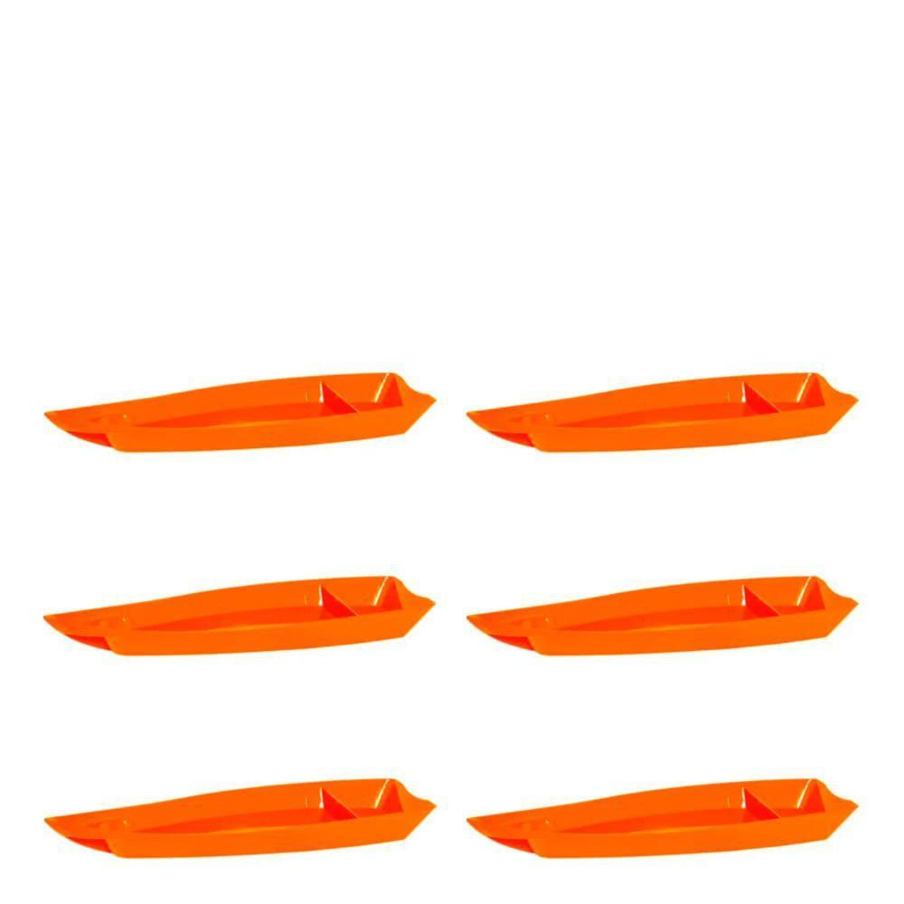Conjunto De Barca Sushi 3,5l 6 Peças Laranja Em Polipropileno Linha Tropical Vem