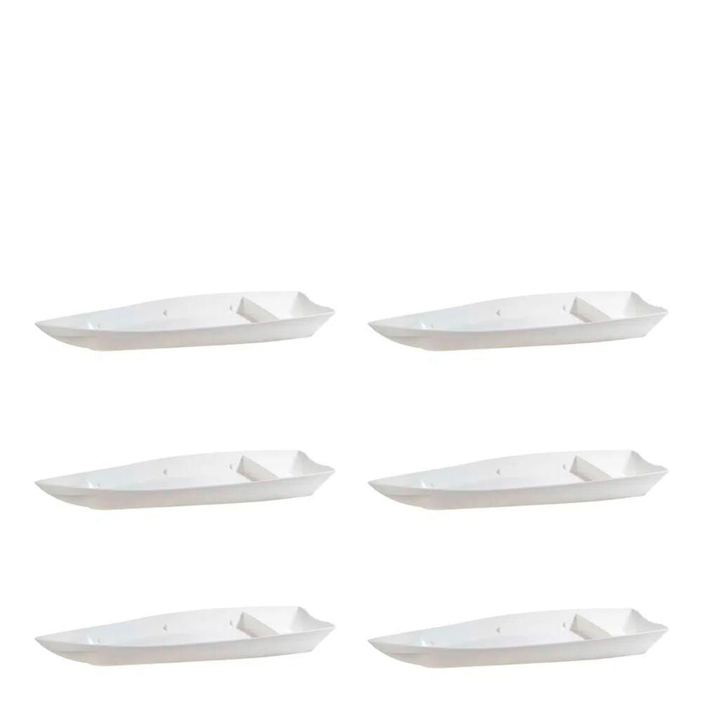 Conjunto De Barca Sushi 3,5l 6 Peças Branco Em Polipropileno Linha Tropical Vem