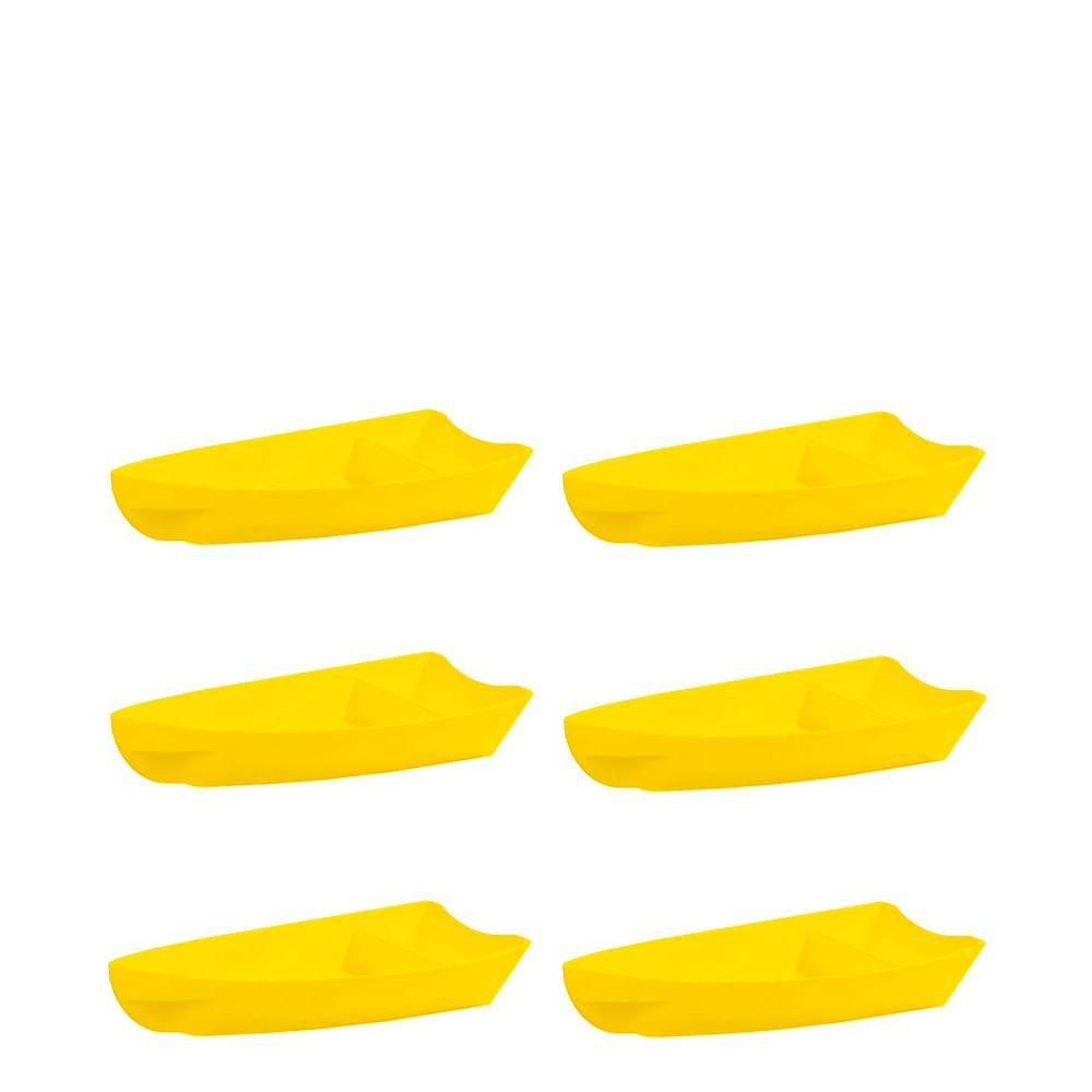 Conjunto De Barca Sushi 600ml 6 Peças Amarelo Em Polipropileno Linha Tropical Vem