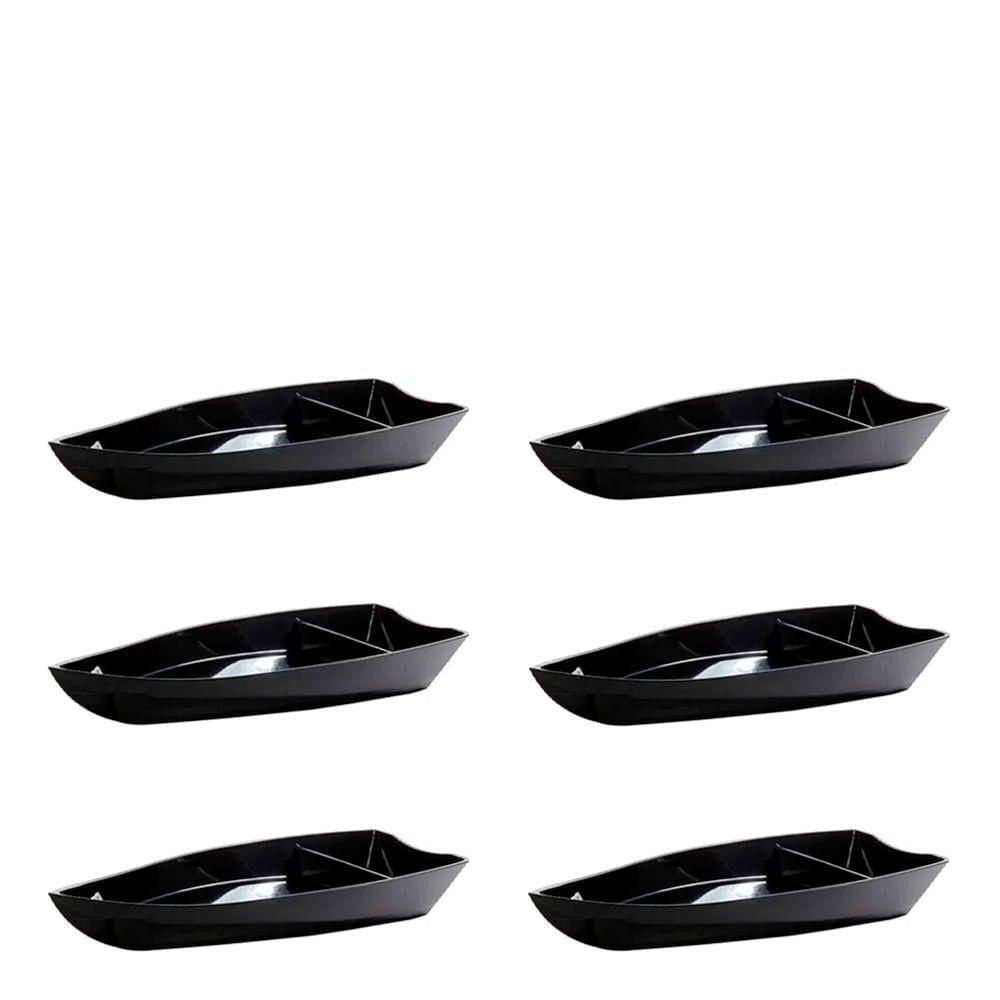 Conjunto De Barca Sushi 1l 6 Peças Preto Em Polipropileno Linha Tropical Vem