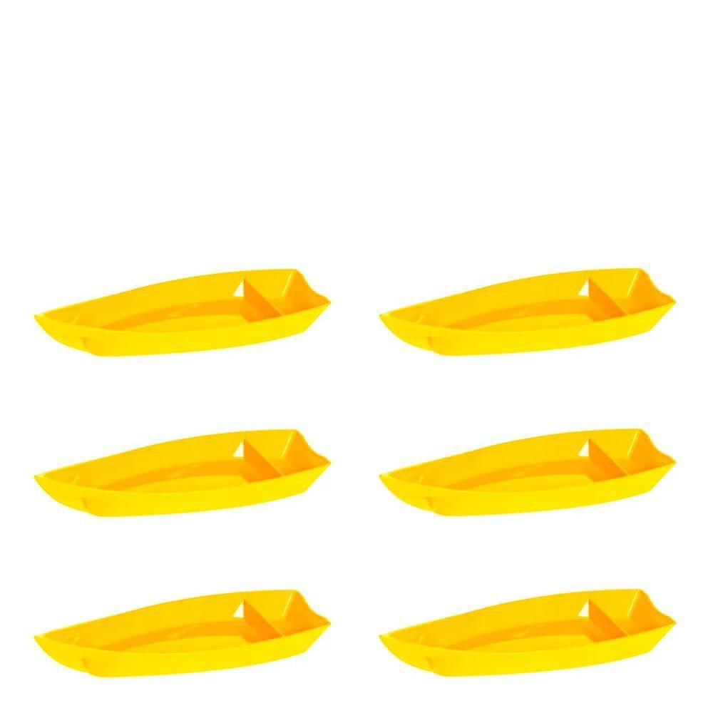 Conjunto De Barca Sushi 1l 6 Peças Amarelo Em Polipropileno Linha Tropical Vem