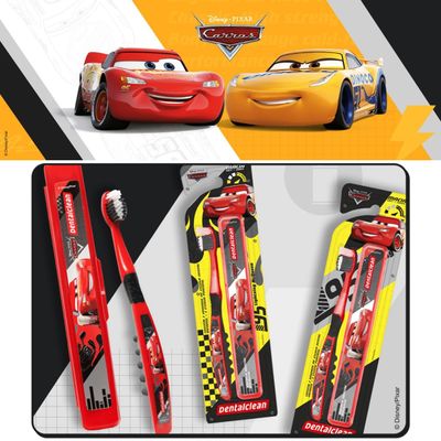 ESCOVA DE DENTE + ESTOJO CARROS ESCOLAR 3 ANOS - DENTALCLEAN