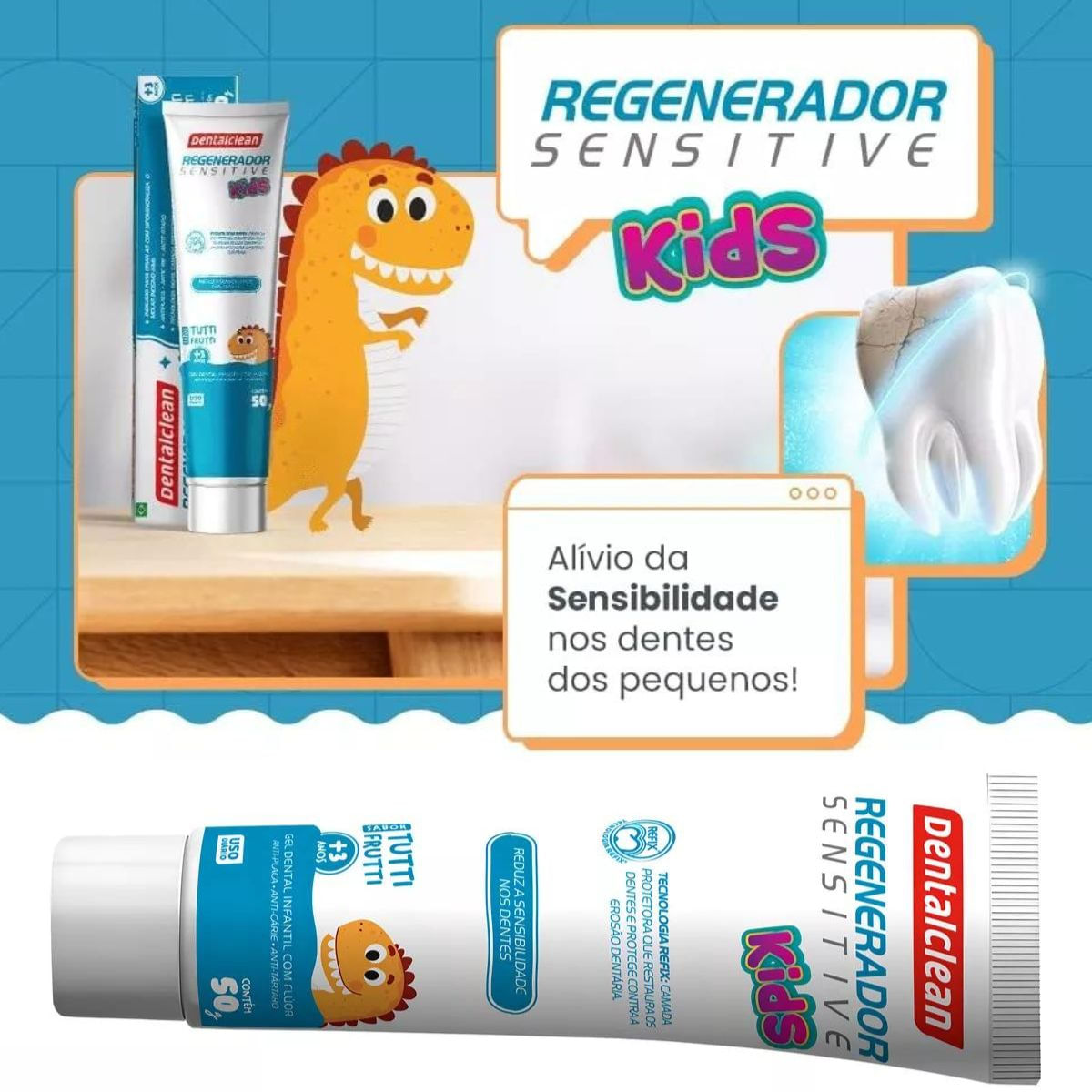 2X GEL DENTAL REGENERADOR SENSITIVE KIDS - 50G - DENTALCLEAN