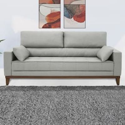 Sofá 4 Lugares Linoforte Blazer com Revestimento em Linho e 2 Almofadas Decorativas 210 cm de Largura Cinza