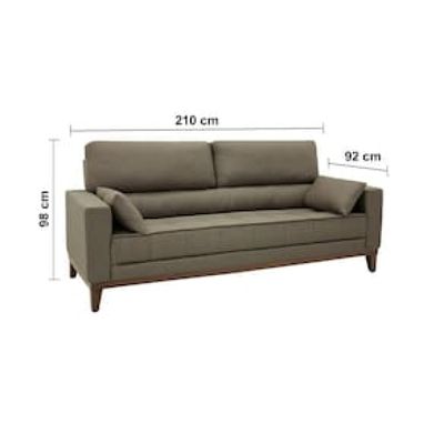 Sofá 4 Lugares Linoforte Blazer com Revestimento em Linho e 2 Almofadas Decorativas 210 cm de Largura Marrom