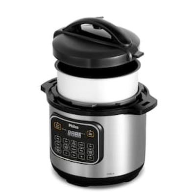 Panela de Pressão Elétrica Philco PPP80 Multifuncional com 12 Funções, Painel Digital e Timer Programável 1200W - 8 litros Inox,Preto / 110