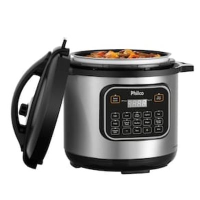 Panela de Pressão Elétrica Philco PPP80 Multifuncional com 12 Funções, Painel Digital e Timer Programável 1200W - 8 litros Inox,Preto / 110