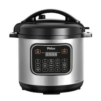 Panela de Pressão Elétrica Philco PPP80 Multifuncional com 12 Funções, Painel Digital e Timer Programável 1200W - 8 litros Inox,Preto / 110