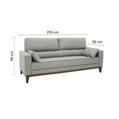 Sofá 4 Lugares Linoforte Blazer com Revestimento em Linho e 2 Almofadas Decorativas 210 cm de Largura Cinza