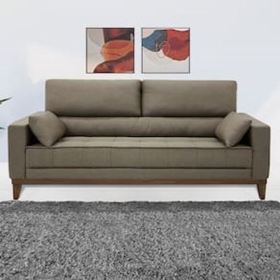 Sofá 4 Lugares Linoforte Blazer com Revestimento em Linho e 2 Almofadas Decorativas 210 cm de Largura Marrom