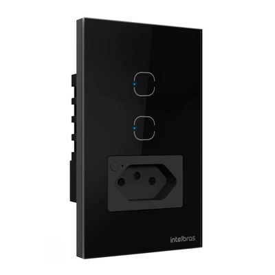 Tomada com Interruptor Inteligente Intelbras ETS 2002 SMART WI-FI Preto