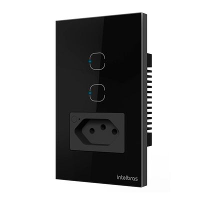Tomada com Interruptor Inteligente Intelbras ETS 2002 SMART WI-FI Preto