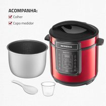Panela de Pressão Elétrica Digital 6L Mondial Vermelho/Inox PE-60-6L-RI 127V/60HZ
