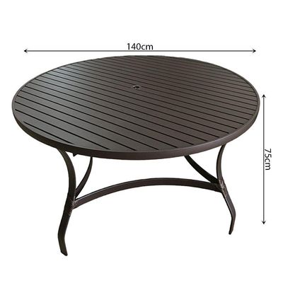 Conjunto Mesa Redonda 1,40cm Com 6 Cadeiras Betta Em Alumínio Área Externa Marrom