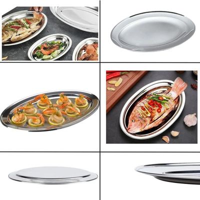 Bandeja Travessa Oval Rasa Inox Servir Porções Batata 30 Cm