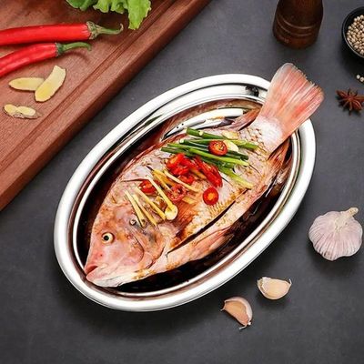 Bandeja Travessa Oval Rasa Inox Servir Porções Batata 30 Cm