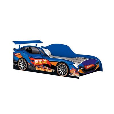 Cama Carro Solteiro Racing Car Para Meninos Racing Car Relâmpago Azul