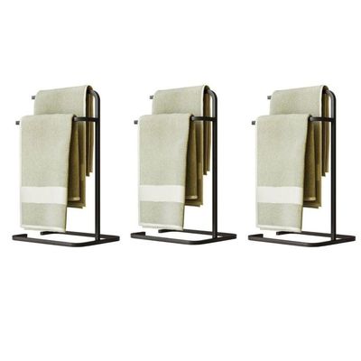 Kit 3 Porta Toalha Duplo Toalheiro De Banheiro Level Preto