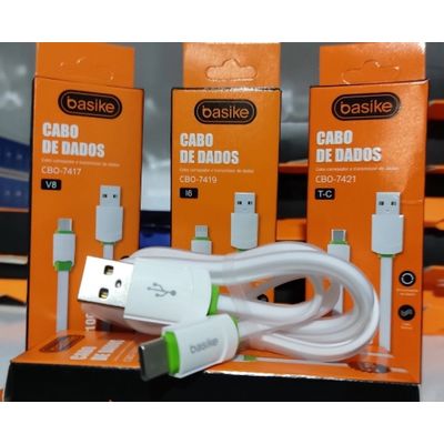 Cabo De Dados Basike Type C em PCV branco  2.4A Cbo-7421
