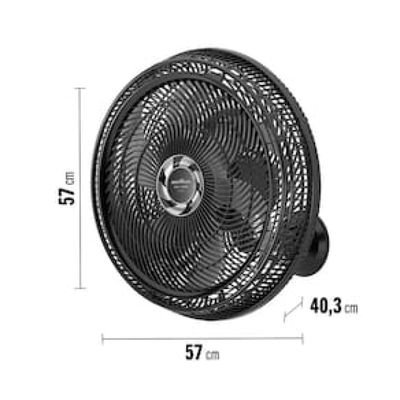 Ventilador de Parede Britânia BVT575 Maxx Force 47cm com 3 Velocidades, 6 Pás e 176W - Preto Preto / 110