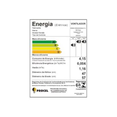 Ventilador de Parede Britânia BVT575 Maxx Force 47cm com 3 Velocidades, 6 Pás e 176W - Preto Preto / 110