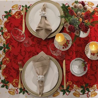 Toalha Mesa Quadrada Athenas 140x140cm Natal 110 Dohler