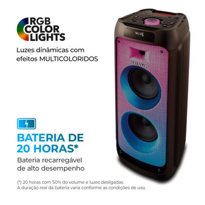 Caixa de Som PartyBox AIWA PB-05 Bluetooth 20H RGB USB TWS Preto BIV