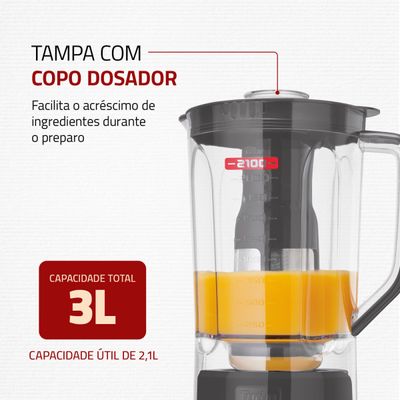 Liquidificador Mondial Turbo Platinum L-1200-PI 110V