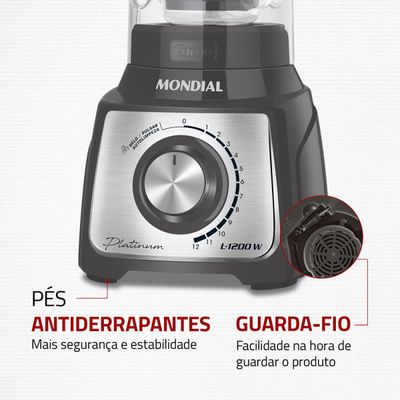 Liquidificador Mondial Turbo Platinum L-1200-PI 110V