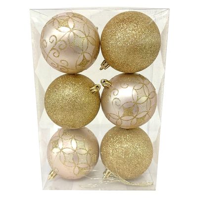Tubo Bola de Natal 8cm com 6 Unidades Cazza Dourada