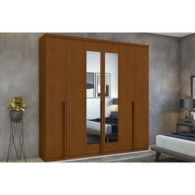Guarda Roupa Casal 6 Portas (2 c/ Espelho) e 4 Gavetas Alonzo New Branco - Lopas