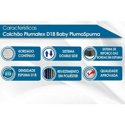 Colchão Infantil D18 Baby PlumaSpuma (70x130x12) - Plumatex