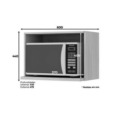 Nicho p/ Cozinha Suporte p/ Microondas Connect 60x44cm Duna - Henn