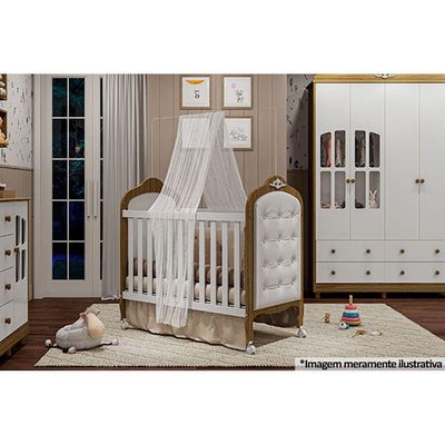Multiuso de Quarto Bebê Kit Capitonê Courano p/ Berço Elô Bege - Peroba