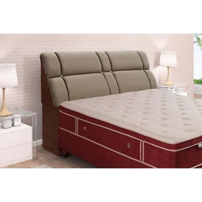 Cabeceira Cama Box Estofada Queen Queen Imperador Suede Marrom Chocolate - Simbal