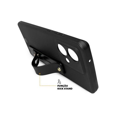 Kit Capa Silicon Veloz para Motorola Moto G54 + Ring Socket + Cordão - Preto - Gshield