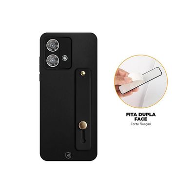 Kit Capa Silicon Veloz para Motorola Moto Edge 40 Neo + Ring Socket + Cordão - Preto - Gshield