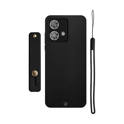 Kit Capa Silicon Veloz para Motorola Moto Edge 40 Neo + Ring Socket + Cordão - Preto - Gshield