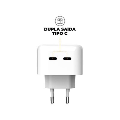 Carregador Turbo Duplo Tipo C + 2UN Cabo Thunder 65W 2 em 1 Tipo C - 1M - Gshield